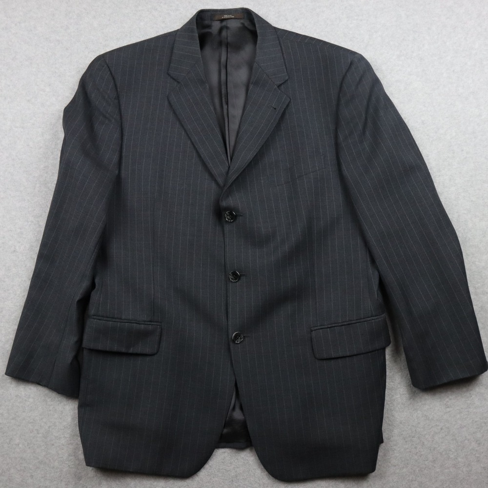 Joseph Abboud Blazer Mens 43R Wool 3-Button Suit Jacket Coat Formal Gray Striped